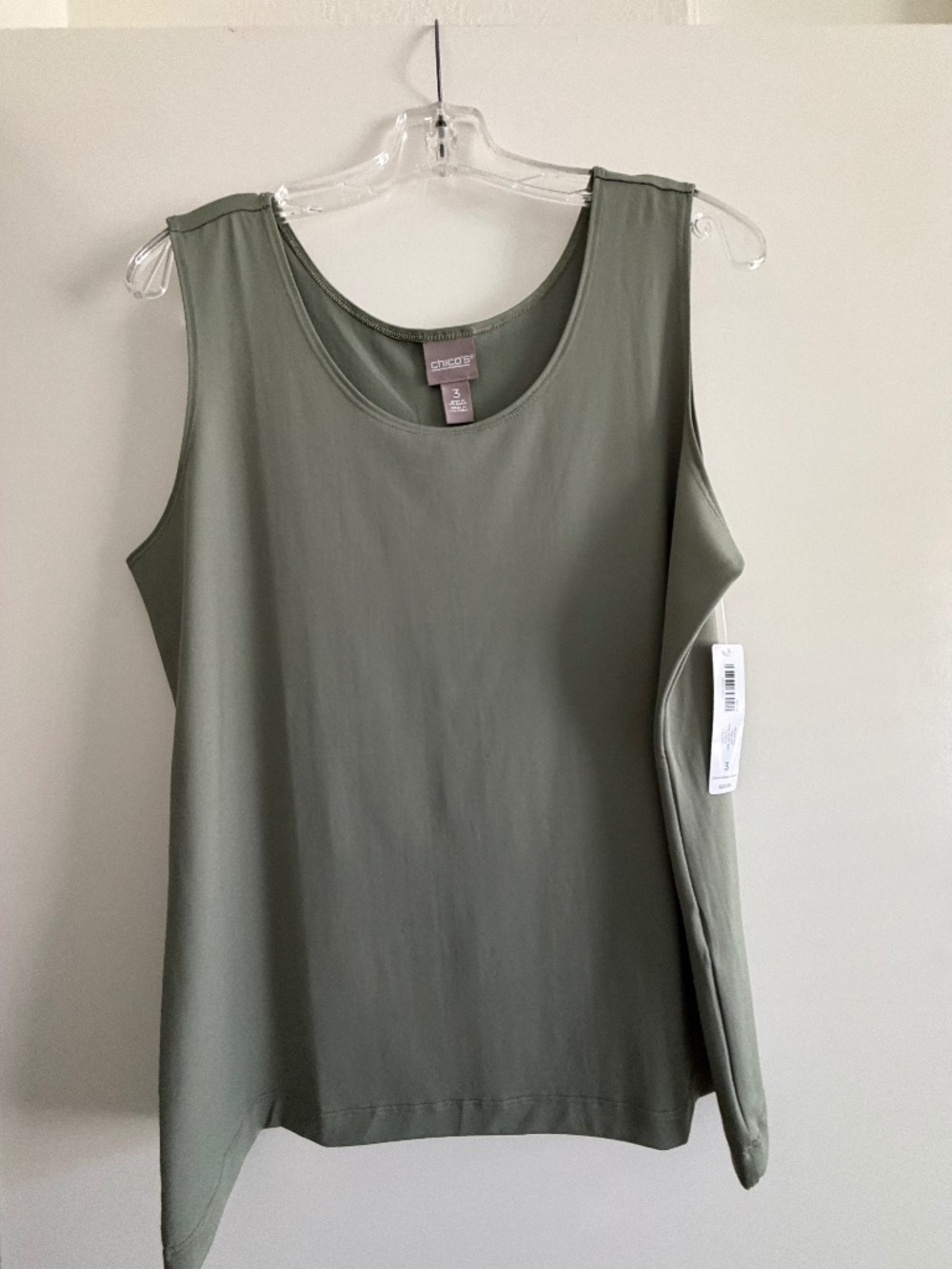 NWT Chico’s Microfiber Timeless Tank – Fatigue Green Size: 3 (equivalent to XL)